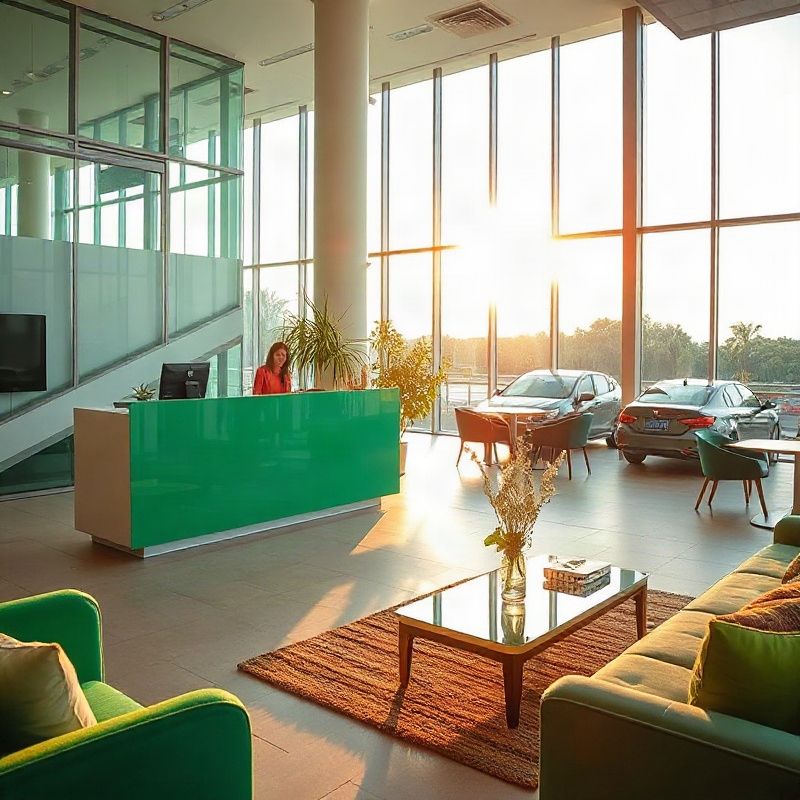 Interior moderno do escritório de atendimento da Alphamvivid em Porto Alegre